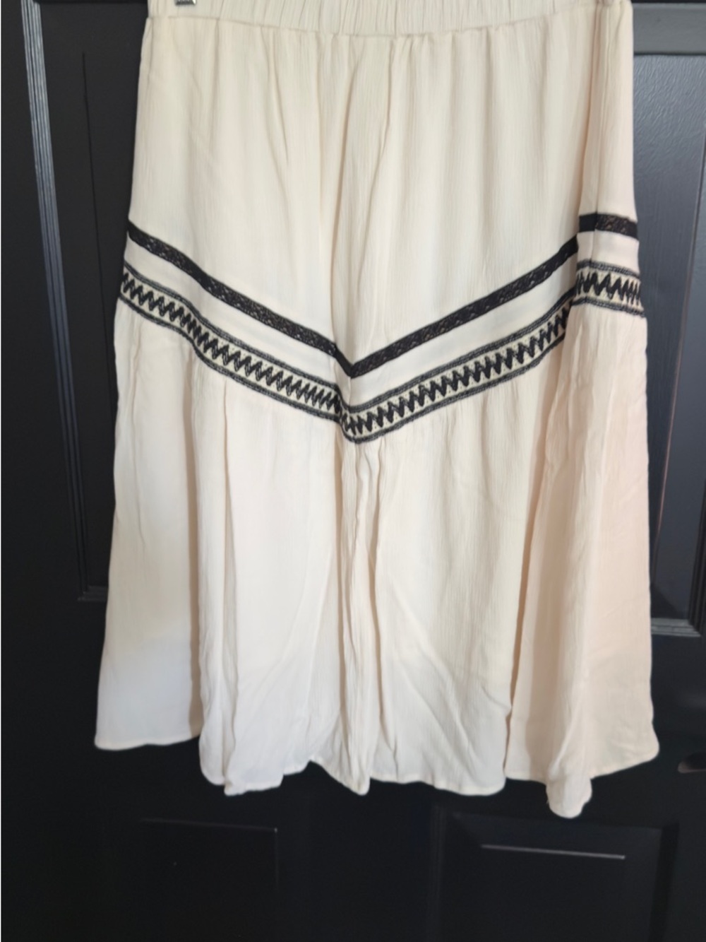 Hem & Thread Cream Textured Maxi Skirt